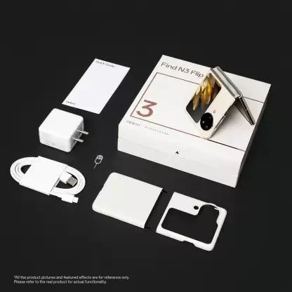 The OPPO find N3 flip comes with a fast charger and case in the box